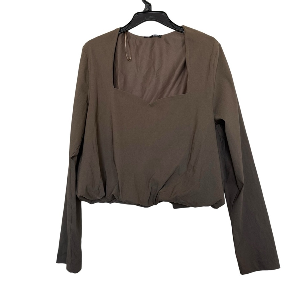 Zara Brown Long Sleeve Blouse